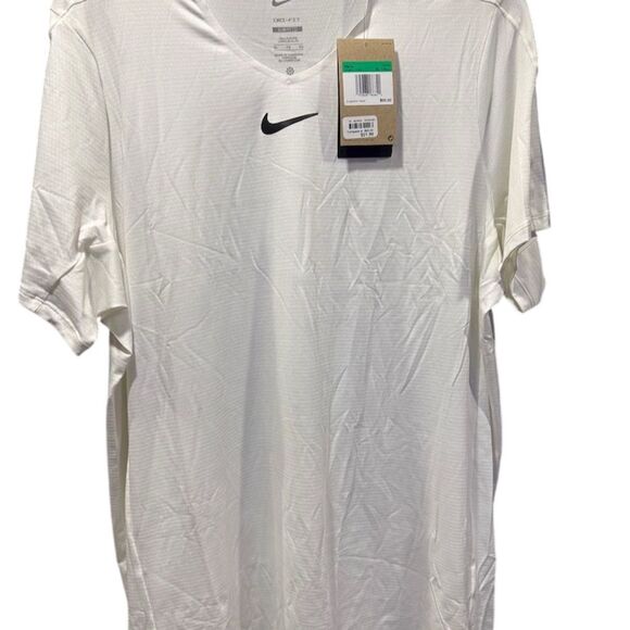 NikeCourt Men's Tennis Top M White Dri-FIT Short Sleeve Activewear - Picture 1 of 2
